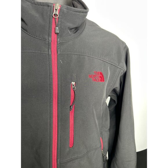 The North Face Mens Softshell Jacket Medium Black With Red Accents Full-Zip - Picture 3 of 8